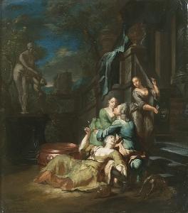 VIERPEYL Jan Carel 1697-1717,a gentleman carousing with courtesans,Sotheby's GB 2004-10-27