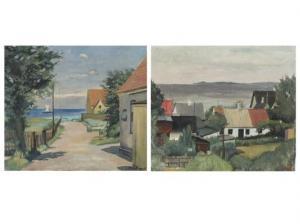 VIGGO BRANDT 1882-1959,Town sceneries with ocean view,Bruun Rasmussen DK 2020-09-09