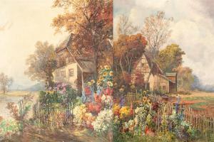 VIKAS Karl 1875-1934,Pair of Garden Scene,Cottone US 2021-06-17