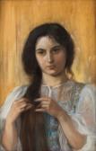 VIKTOROVNA SHRETER Maria 1870-1924,A Young Woman Braiding her Hair,Shapiro Auctions US 2018-06-02
