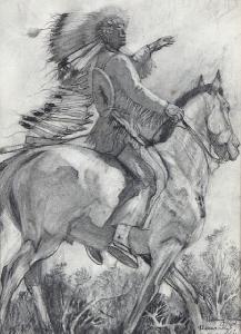 VILLA Hernando Gonzallo 1881-1952,Nearing Camp (Indian on horseback),1950,Bonhams GB 2010-05-17