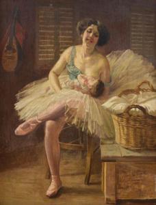 Villani Pietro 1866-1935,La ballerina e il suo bambino,Meeting Art IT 2022-10-15