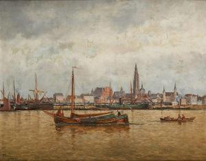 VILLARS Paul 1800-1900,Anvers vue de l'Escaut,Horta BE 2017-11-13