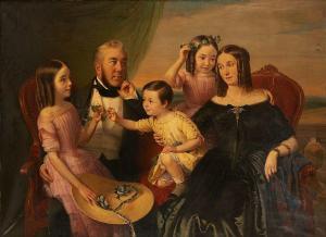 VILLENEUVE Jules 1813-1881,Portrait de famille avec trois enfants,1846,Horta BE 2016-11-21