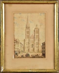 VILLERET Francois Etienne 1800-1866,La cathédrale St Denis,Osenat FR 2023-06-18