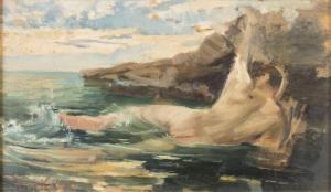 VILLODAS Y DE LA TORRE Ricardo 1846-1904,Desnudo masculino en el mar,Alcala ES 2021-12-23