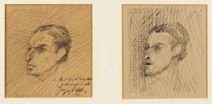 VILLON Jacques 1875-1963,Etudes du visage d'un homme,1932,Aguttes FR 2010-06-14