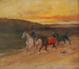 VIMAR Auguste 1851-1916,Cavalier et chevaux dans un paysage,Brussels Art Auction BE 2017-03-14