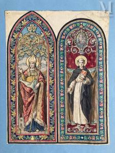 VIMONT Édouard 1846-1930,Projets de vitraux avec deux saints patrons,Millon & Associés FR 2024-02-08