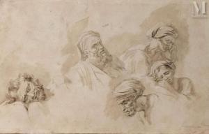 VINCENT Francois Andre 1746-1816,Cinq têtes d\’après le Testament d\’Eudamidas de,Millon & Associés 2024-03-21