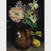 Vincentiis De Francesco 1874-1938,FLOWERS IN AN EARTHENWARE JUG AND A MOTH,Waddington's 2014-10-13