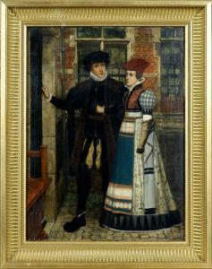 VINCK Frans 1827-1903,Couple devant la Maison,Galerie Moderne BE 2020-04-27