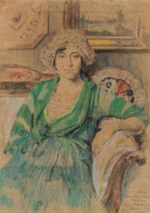 VINOGRADOV Sergei Arsenevich 1869-1938,Portrait of the Artist's Wife Irina Vo,1920,Shapiro Auctions 2020-03-21