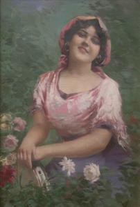 VIOLA Ferdinand 1865-1892,Ayoung girl with tamborine,Dreweatt-Neate GB 2005-04-08