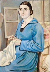 VIOLA GOFFREDO 1896-1967,Donna che cuce nello studio del pittore,1924,Babuino IT 2010-06-08