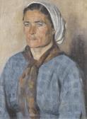 VIRCHAUX Paul 1862-1930,Brustbildnis einer Bäuerin mit weissem Kopftuch,Dobiaschofsky CH 2010-11-10