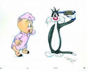 VIRGIL Ross 1907-1996,Sylvester and Porky Pig,Cambi IT 2021-07-07