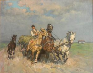 VISKI JEAN 1891-1965,Man with Horses and Cart,Rachel Davis US 2016-05-14
