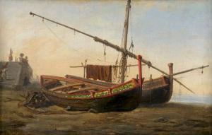 VISONE Giuseppe 1800-1870,Liegende Fischerboote am Strand von Neapel,Galerie Bassenge DE 2018-11-29