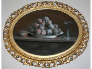 VISPRE VICTOR 1727,STILL LIFE OF A DISH OF PLUMS WITH A GLASS OF WINE,Lawrences GB 2016-04-15