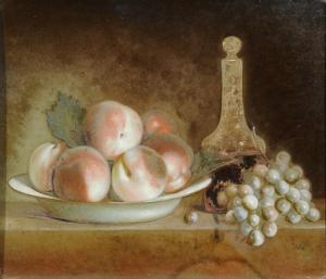 VISPRE VICTOR 1727,STILL LIFE OF PEACHES ON A PLATE WITH GRAPES AND A,1835,Lawrences GB 2014-01-17
