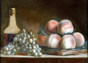 VISPRE VICTOR 1727,STILL LIFE OF PEACHES ON A WICKER DISH, GRAPES AND,2008,Lawrences GB 2014-01-17