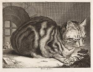 VISSCHER Cornelis 1629-1658,The Large Cat,1657,Swann Galleries US 2024-04-18