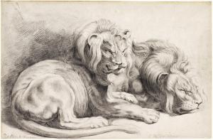 VISSCHER Cornelis 1629-1658,Two lions,Sotheby's GB 2021-01-27