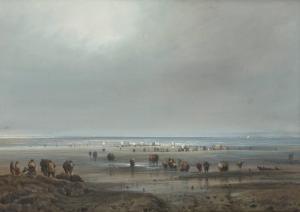 VISSER G 1800-1800,Baigneurs et pêcheurs à la mer du Nord,Horta BE 2012-11-19