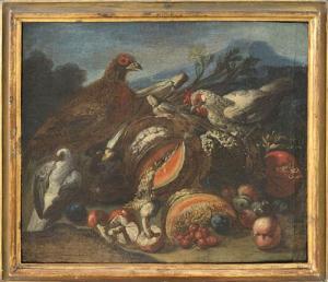 VITALI Candido 1680-1753,Animali da cortile con zucca, funghi e frutti in p,Meeting Art 2021-02-20