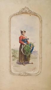 VITALI E 1800-1800,Continental piper and girl with harvest,The Cotswold Auction Company 2020-06-23