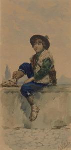 VITALI Eduard 1800-1800,Neapolitan boy seated on a wall,Rosebery's GB 2021-01-27