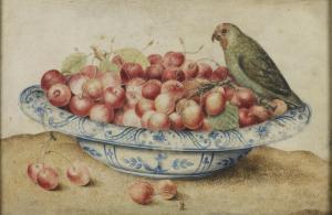 vitelli Teresa Berenice,Piatto con ciliegie e pappagallino,Wannenes Art Auctions 2020-09-24