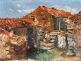 VITORINO Tulio 1896-1969,A landscape with houses and figures,Veritas Leiloes PT 2020-10-13