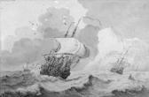 VITRINGA Wigerius,A man-o'war in a strong breeze near a rocky coast,1703,Christie's 2000-09-12