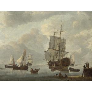 VITRINGA Wigerius 1657-1721,Navires hollandais sur une mer calme,Tajan FR 2022-06-22