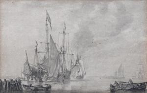 VITRINGA Wigerius,ships in harbour, a smaller rowing boat in the for,Ewbank Auctions 2016-09-26