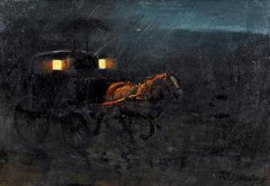VITTORIO CAJANI 1848-1888,Carrozza nella notte,Meeting Art IT 2015-03-07