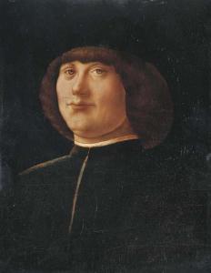 VIVARINI Alvise 1445-1505,Portrait of a gentleman, bust-length, in a black c,Christie's 2004-07-07