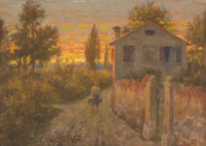 VIZZOTTO Enrico 1880-1976,Returning Home in the Evening Light,Palais Dorotheum AT 2015-02-12