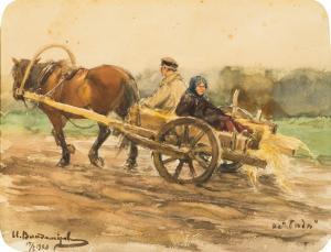 VLADIMIROV Ivan Alexeievitch 1869-1947,On a cart,1920,Sovcom RU 2022-12-20