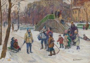 VLASOVA Klara Filippovna 1926-2022,In the courtyard,1960,Sovcom RU 2019-12-17