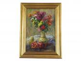 VLASOVA Klara Filippovna 1926-2022,Still life of flowers in a vase with a pear an,Gardiner Houlgate 2016-01-14