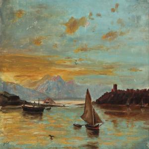 VOGEL Johannes Gijsbert 1828-1915,Fiord scene with sailing ships,1891,Bruun Rasmussen DK 2011-12-05