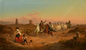 VOGEL Ludwig 1788-1879,horsemen driving cattle through a landscape at dus,John Nicholson 2022-02-09
