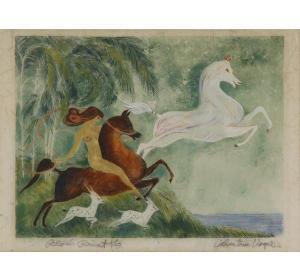 VOGEL Valentine 1906-1965,Female nude with horses,Ripley Auctions US 2016-10-15