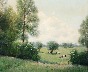 VOGEL Werner 1889-1957,Sommerlandschaft mit weidenden Kühen,Engel DE 2024-12-21