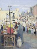 VOGT Hélène 1902-1994,scène de marché,Compagnie Marocaine des Oeuvres et Objets d'Art MA 2006-12-16