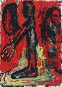 VOIGT Frank 1946,Figur auf Rot,1988,Van Ham DE 2015-06-19