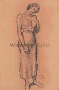 VOIGT Richard Otto,Leipzig Stehende Frau mit leicht gesenktem Kopf,1912,Winterberg Arno 2019-10-26